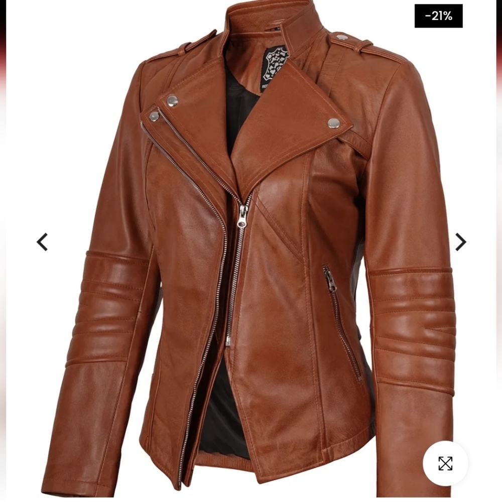 Women's Brown Leather Moto Motorcycle Jacket